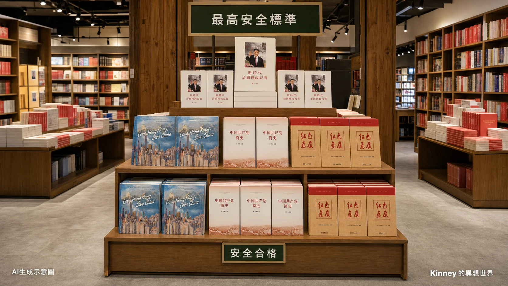 書店以最高安全標準陳列安全合格的愛國書籍